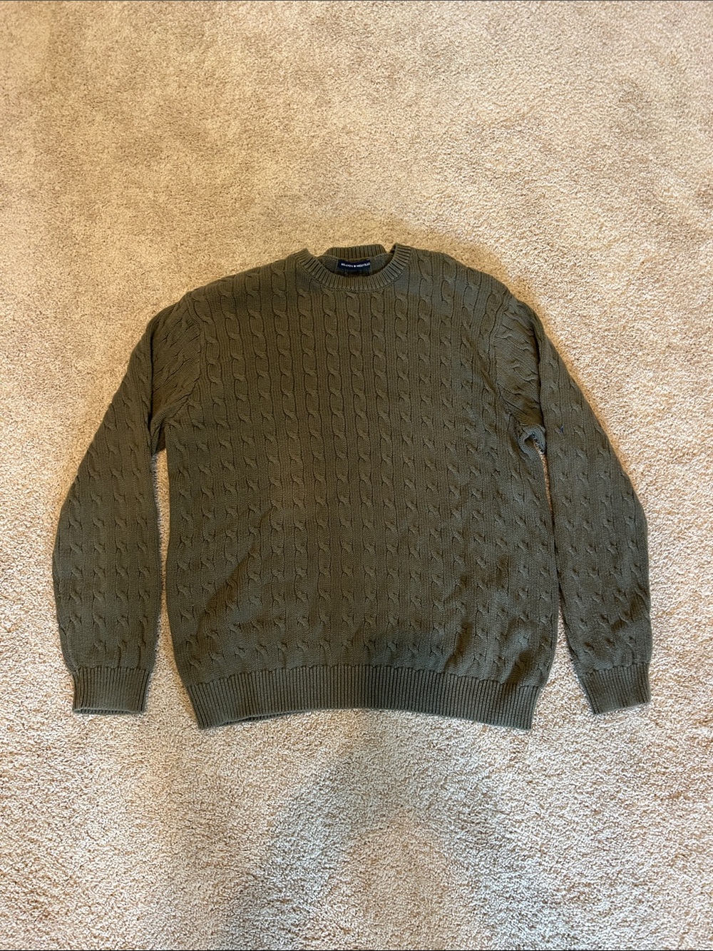 Brandy Melville Olive Cable-Knit Crewneck Sweater